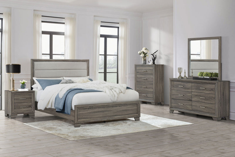 Wright 52-inch Upholstered Bed Brown Oak