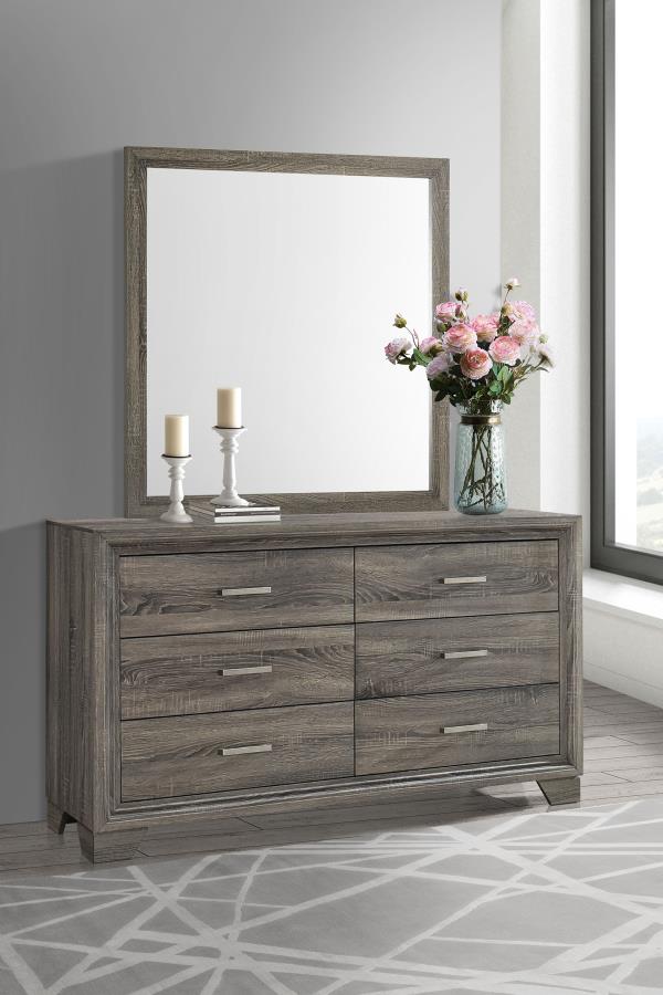 Wright 6-drawer Dresser and Mirror Brown Oak Default Title