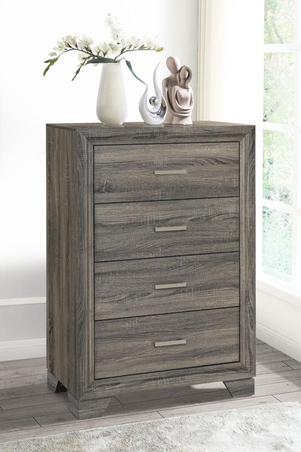 Wright 4-drawer Chest of Drawers Brown Oak Default Title