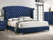 Melody Upholstered Wingback Bed Pacific Blue Eastern King