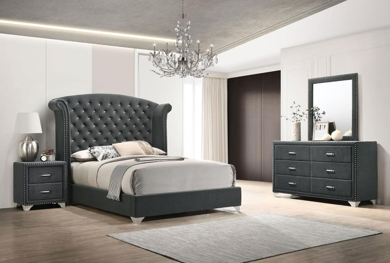Melody Bedroom Set Grey Eastern King 4-piece