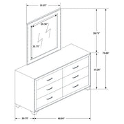 Melody 6-drawer Upholstered Dresser with Mirror