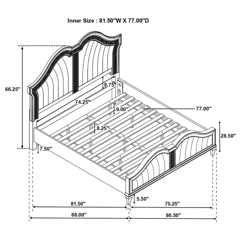 Evangeline Wood LED Panel Bed Silver Oak