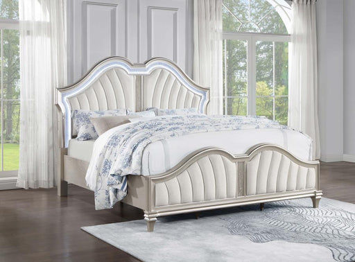 Evangeline Wood LED Panel Bed Silver Oak California King