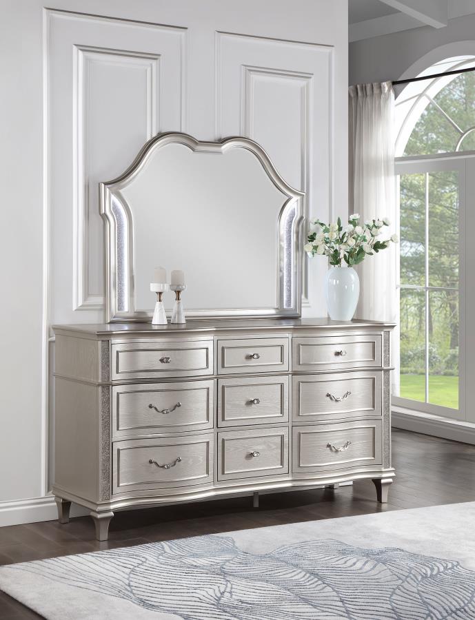 Evangeline 9-drawer Dresser with Mirror Silver Oak Default Title