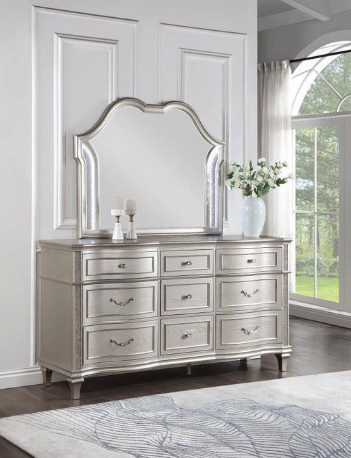 Evangeline 9-drawer Dresser with Mirror Silver Oak Default Title