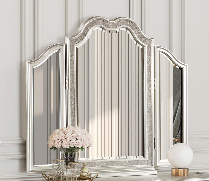 Evangeline Tri-Fold Vanity Mirror Silver Oak Default Title