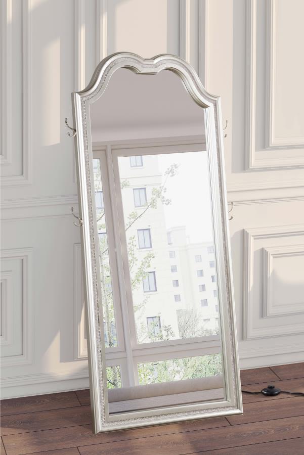 Evangeline Full Length LED Light Floor Mirror Silver Oak Default Title
