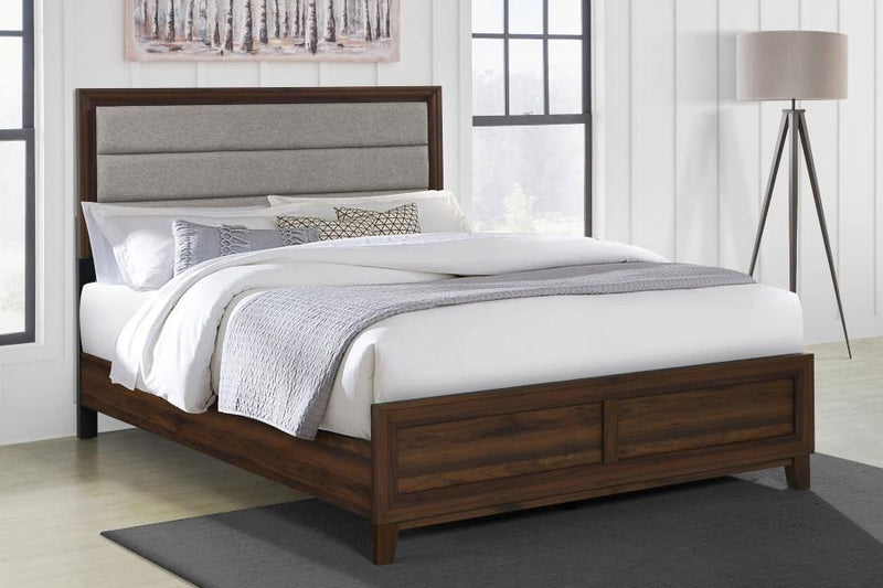 Welsley 50-inch Upholstered Bed Walnut Eastern King