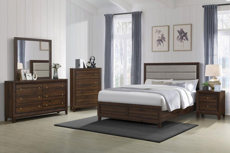 Welsley Bedroom Set Walnut Queen 5-piece