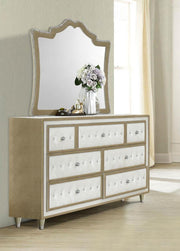 Antonella 7-drawer Upholstered Dresser with Mirror Ivory Default Title