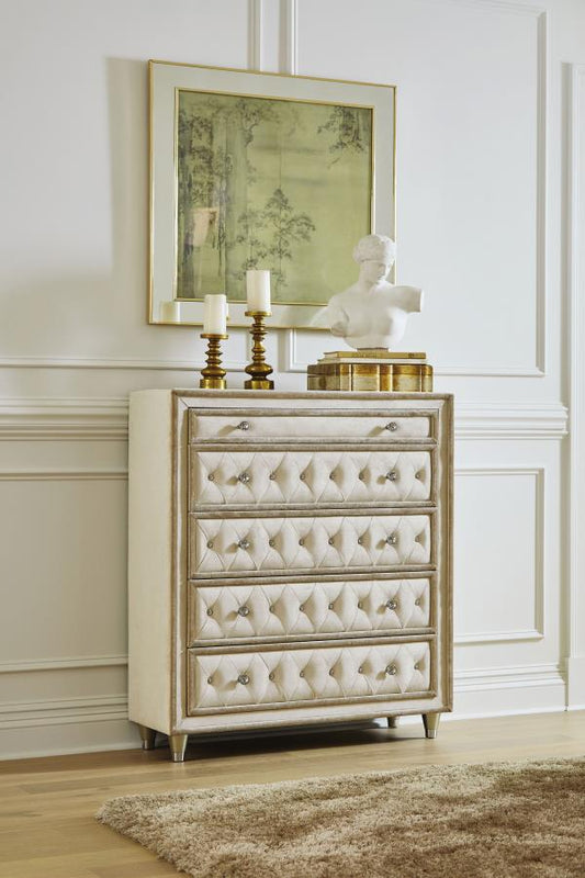 Antonella 5-drawer Bedroom Chest Ivory and Camel Default Title