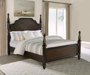 Andover 63-inch Four Poster Bed Dark Oak Queen