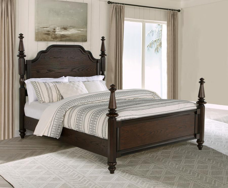 Andover 63-inch Four Poster Bed Dark Oak Queen
