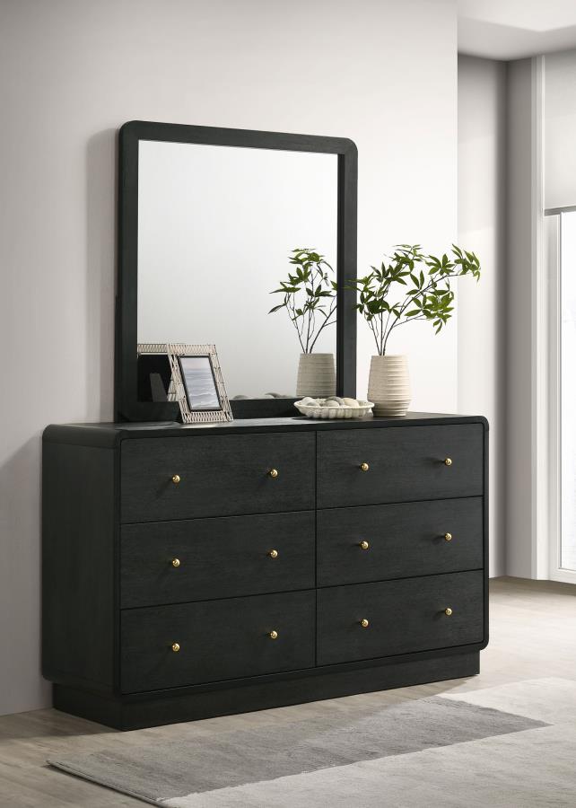 Cavelle 6-drawer Dresser and Mirror Black Default Title