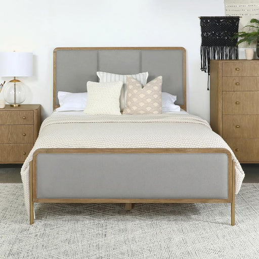 Arini Upholstered Panel Bed Sand Wash Grey Eastern King