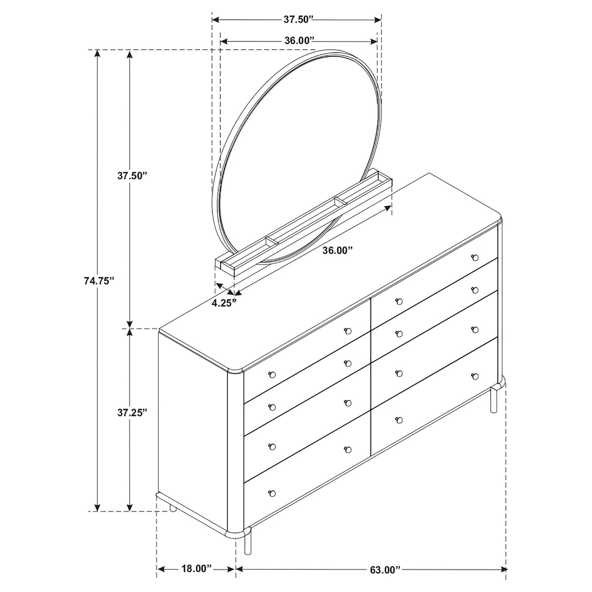 Arini 8-drawer Dresser with Mirror