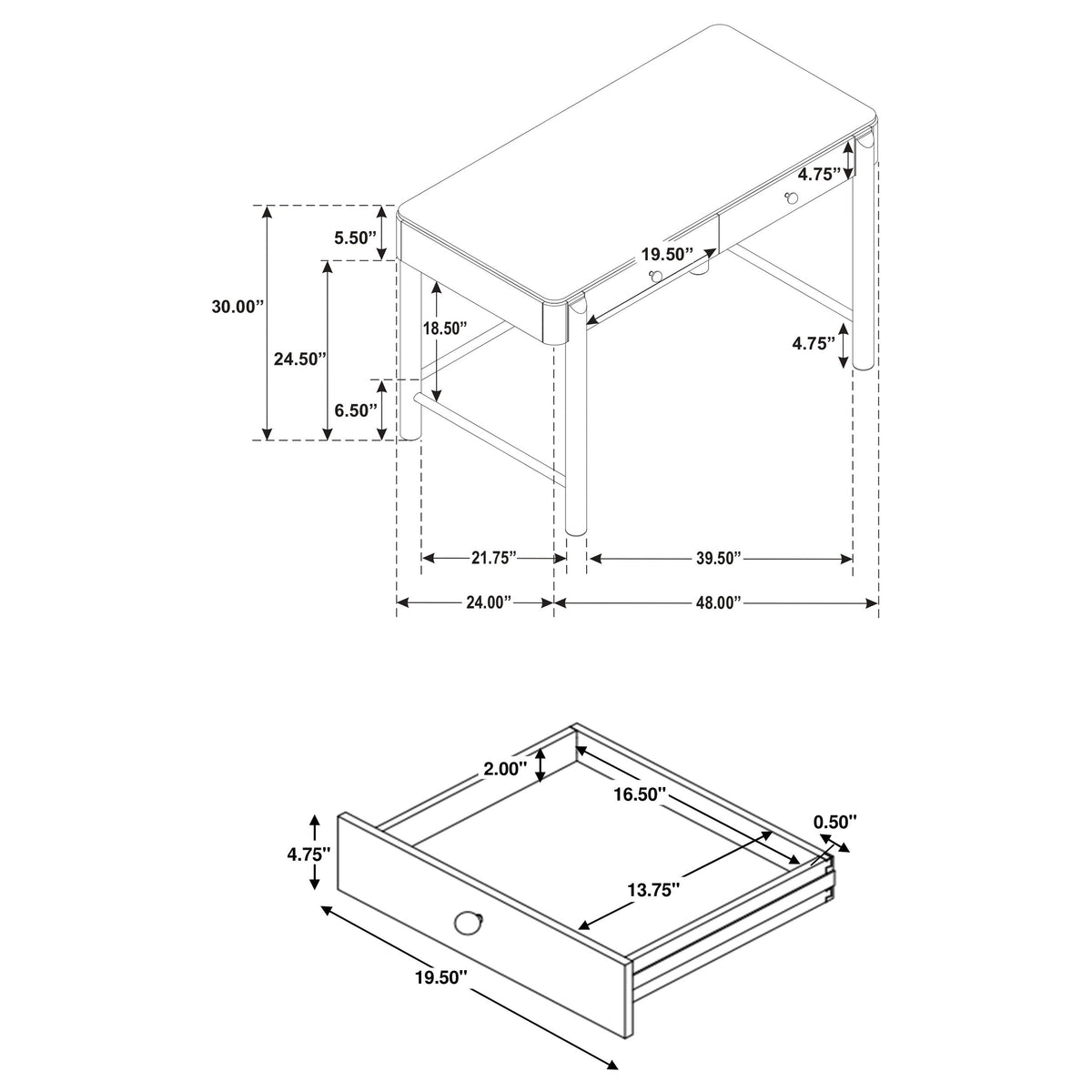 Arini 2-drawer Vanity Desk Makeup Table