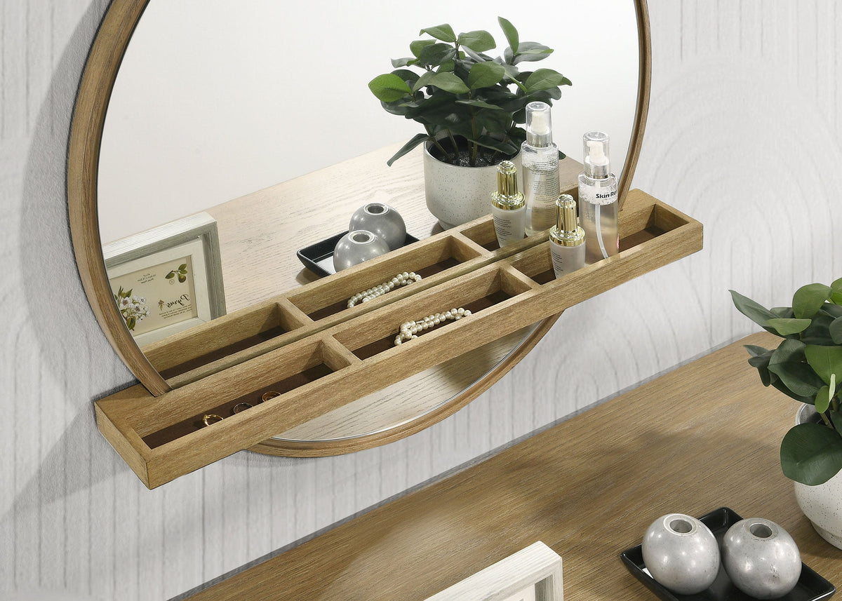 Arini Round Vanity Wall Mirror with Shelf