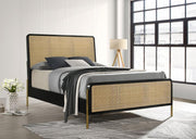 Arini Rattan Panel Bed Black California King