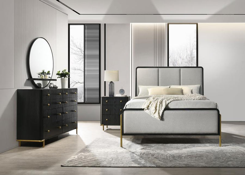 Arini Bedroom Set Black Grey Queen 4-piece