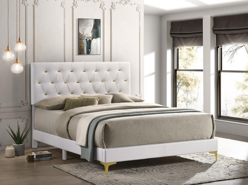 Kendall Upholstered Panel Bed White Queen