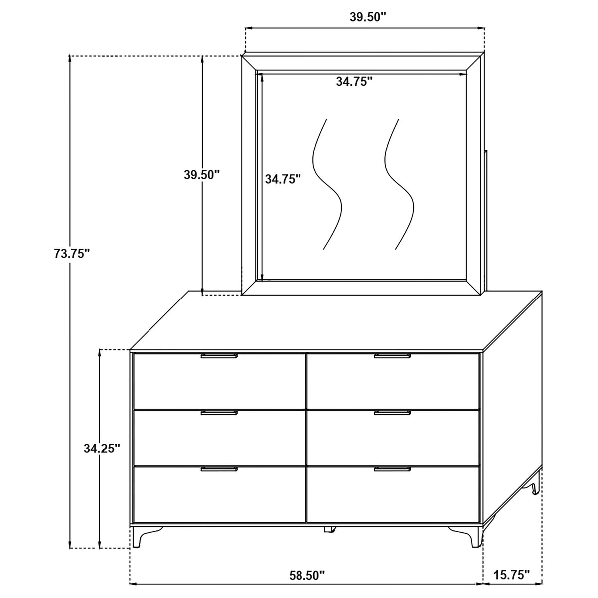 Kendall 6-drawer Dresser with Mirror