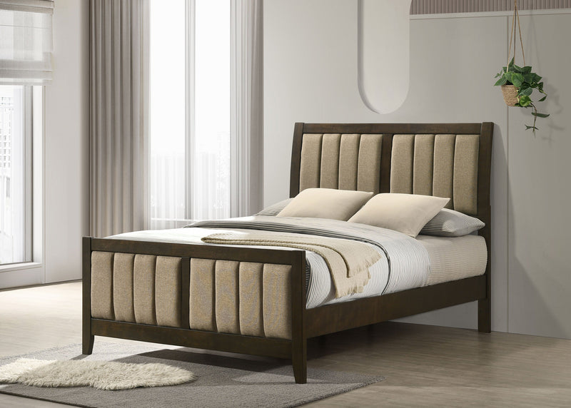 Wilkes 51-inch Upholstered Bed Dark Cocoa