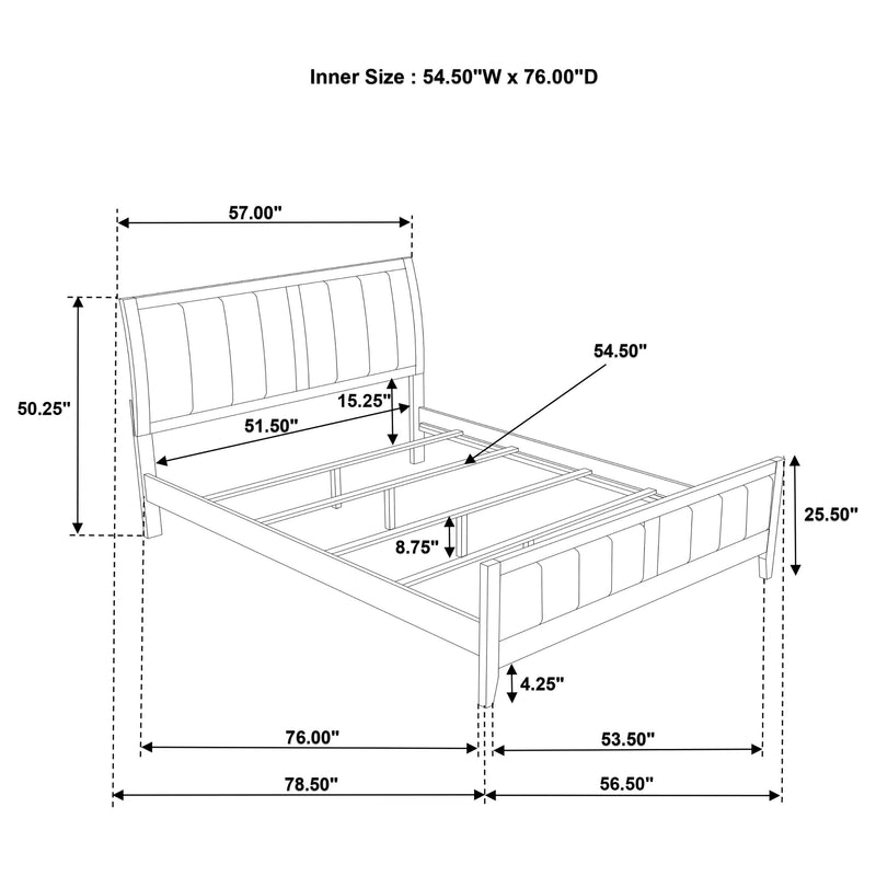 Wilkes 51-inch Upholstered Bed Dark Cocoa