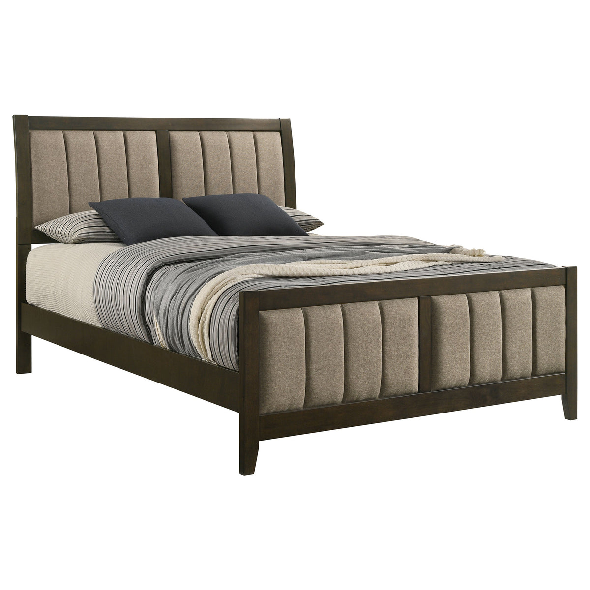Wilkes 51-inch Upholstered Bed Dark Cocoa