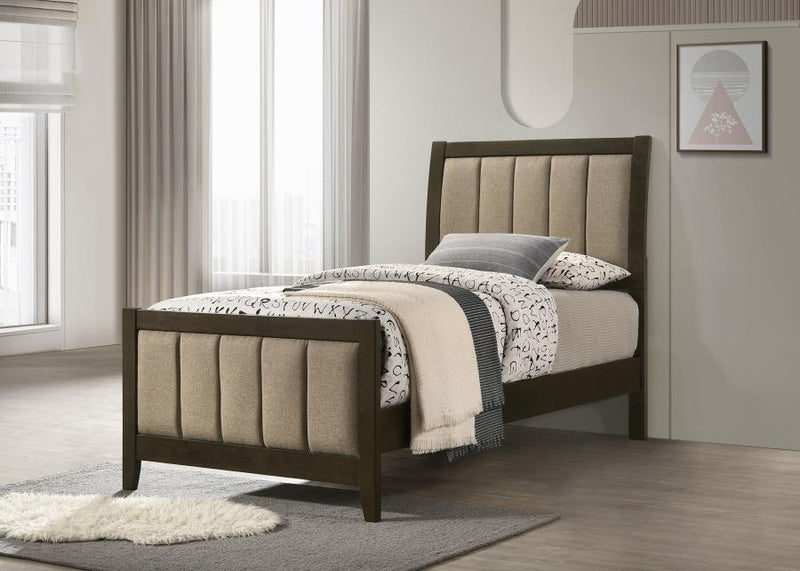 Wilkes 51-inch Upholstered Bed Dark Cocoa Twin