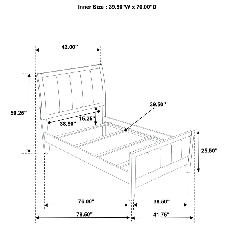 Wilkes 51-inch Upholstered Bed Dark Cocoa