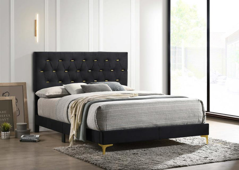 Kendall Upholstered Panel Bed Black California King