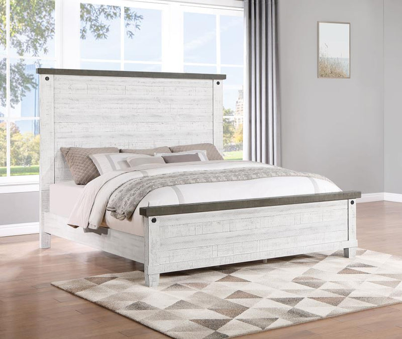Lilith Wood Panel Bed Distressed Queen