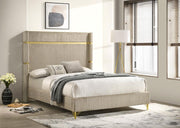 Lucia 61-inch Upholstered Wingback Bed Beige Eastern King