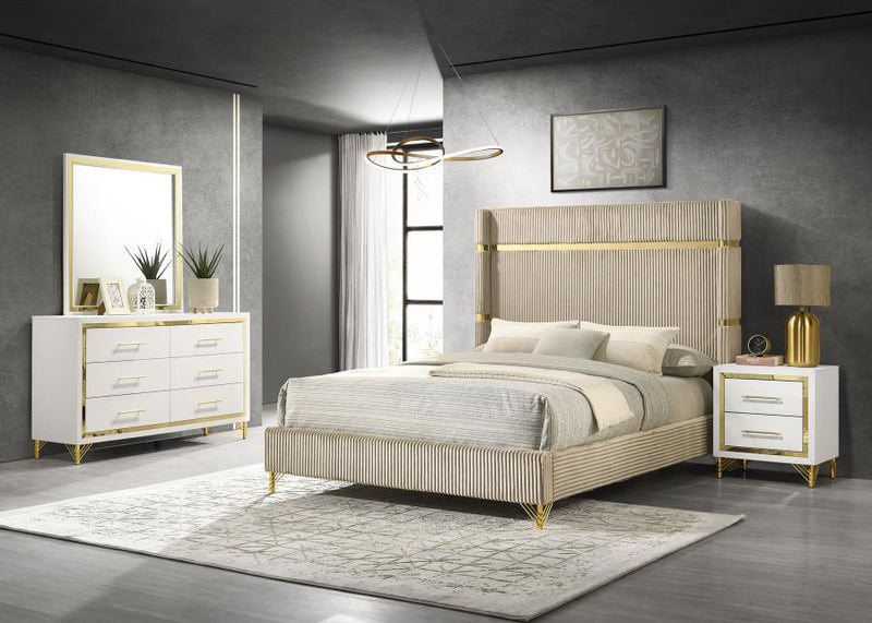 Lucia Bedroom Set Beige White Queen 4-piece