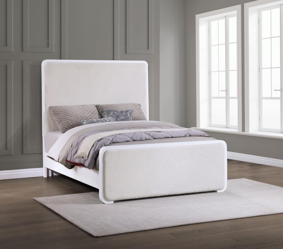 Anastasia Upholstered Panel Bed Pearl Queen