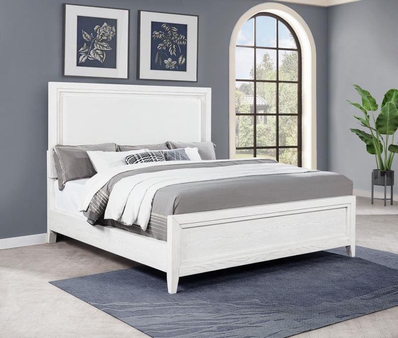 Marielle Upholstered Panel Bed Distressed Eastern King