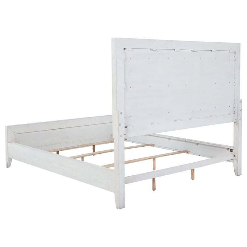 Marielle Upholstered Panel Bed Distressed
