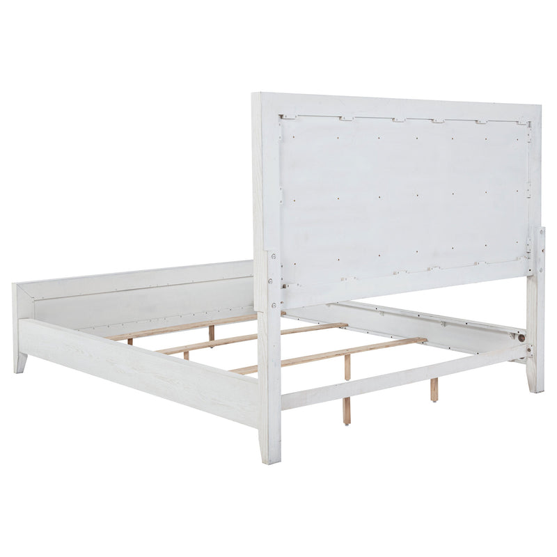 Marielle Upholstered Panel Bed Distressed