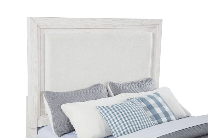 Marielle Upholstered Panel Bed Distressed