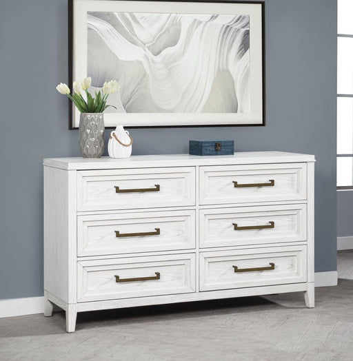 Marielle 6-drawer Bedroom Dresser Distressed White Default Title