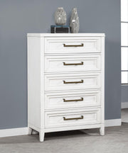Marielle 5-drawer Bedroom Chest Distressed White Default Title