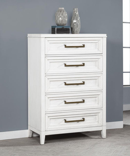 Marielle 5-drawer Bedroom Chest Distressed White Default Title