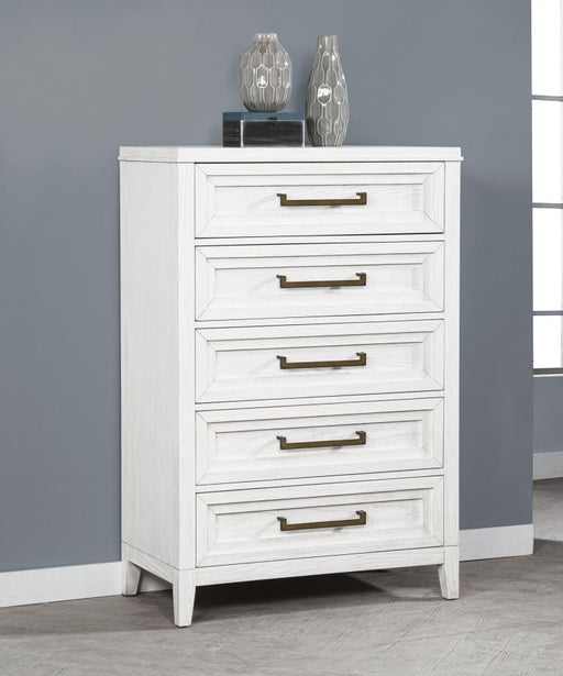 Marielle 5-drawer Bedroom Chest Distressed White Default Title