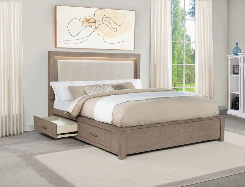 Kenora 56-inch LED Storage Bed Barley Brown
