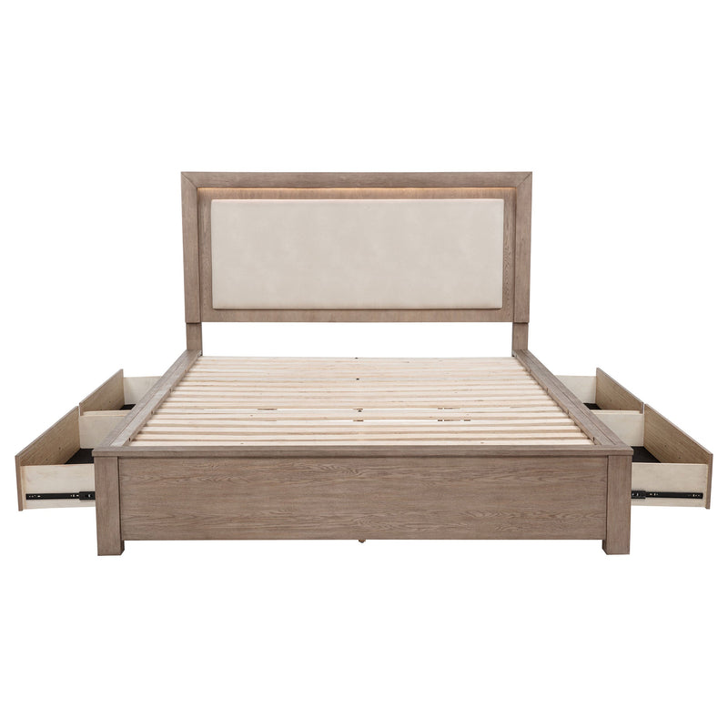 Kenora 56-inch LED Storage Bed Barley Brown