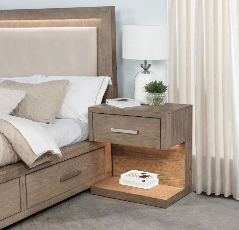 Kenora 1-drawer Nightstand Bedside Table Barley Brown Default Title