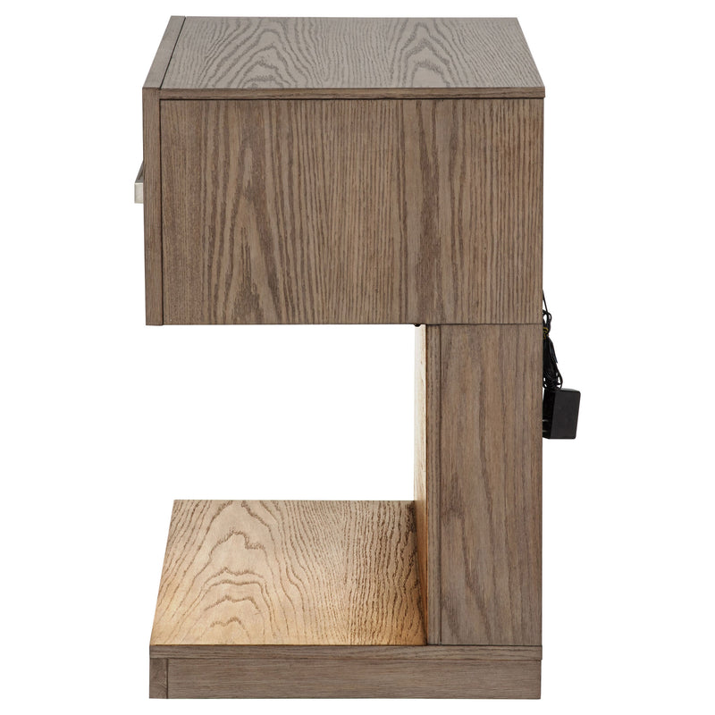 Kenora 1-drawer Nightstand Bedside Table Barley Brown