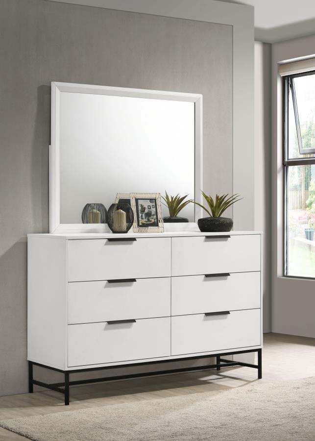 Sonora 6-drawer Dresser with Mirror White Default Title